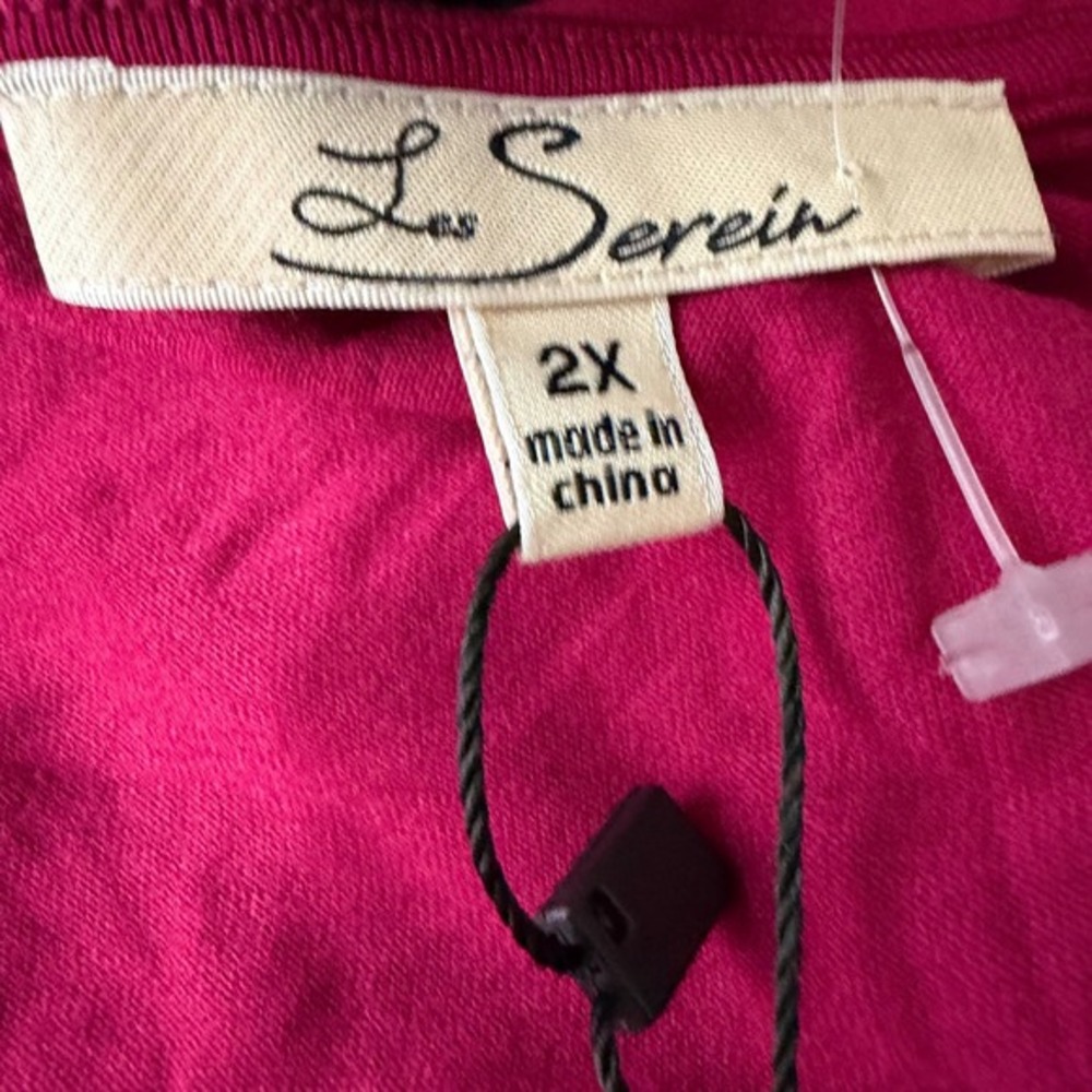 La Serein Women Magenta Pink V-Neck Chiffon Layered Blouse 2X NWT - Picture 6 of 7
